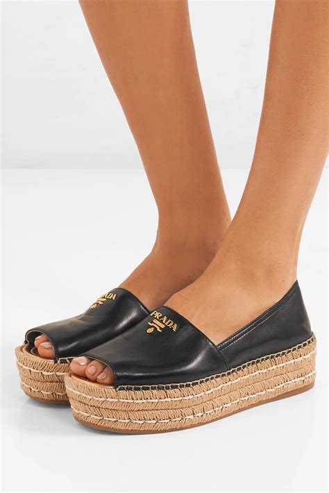 prada leather espadrille platform sneakers|prada platform sandals outlet.